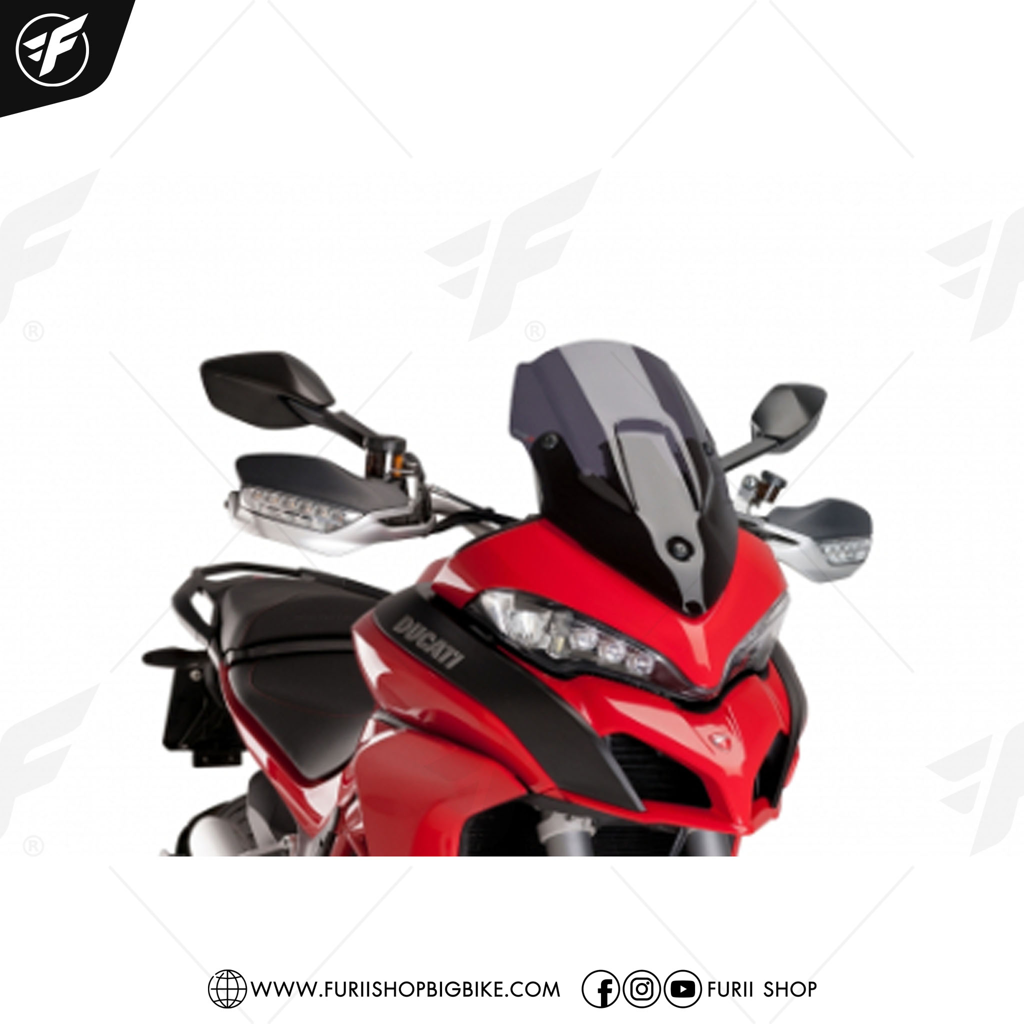 ชิวหน้า PUIG RACING/SPORT WINDSHIELD F-Dark Smoke (ควันเข้ม) For Ducati Multistrada1200 2015-2017 / Multistrada 1260 2018-2021