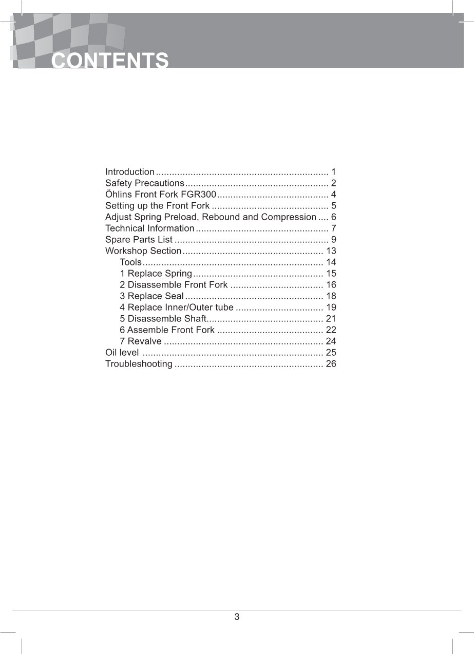 โช้คหน้า OHLINS FGR300 FOR Universal FGR 300 Superbike 750mm All