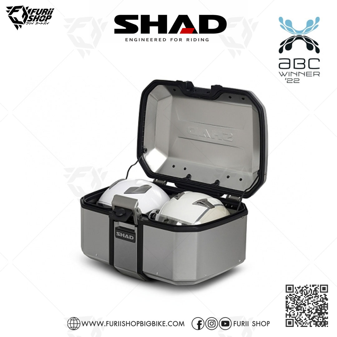 กล่องหลัง SHAD TR55 Silver ขนาด 55 ลิตร (สามารถเก็บหมวกกันน็อคได้ 2 ใบ)