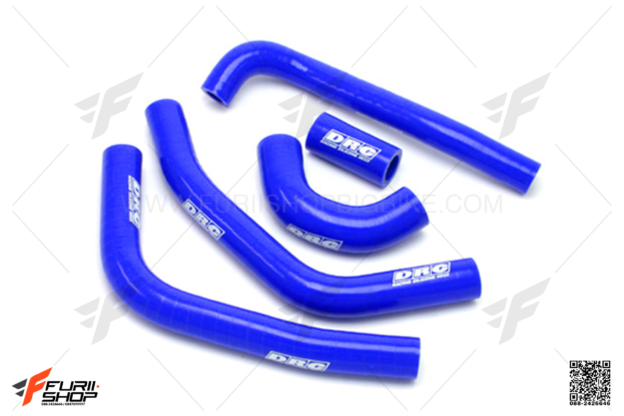 ท่อหม้อน้ำ มอเตอร์ไซค์ DRC สีน้ำเงิน FOR KAWASAKI D TRACKER 250 ท่อแต่ง ท่อสูตร ท่อบิ๊กไบค์ ท่อBigbike ท่อไอเสีย
