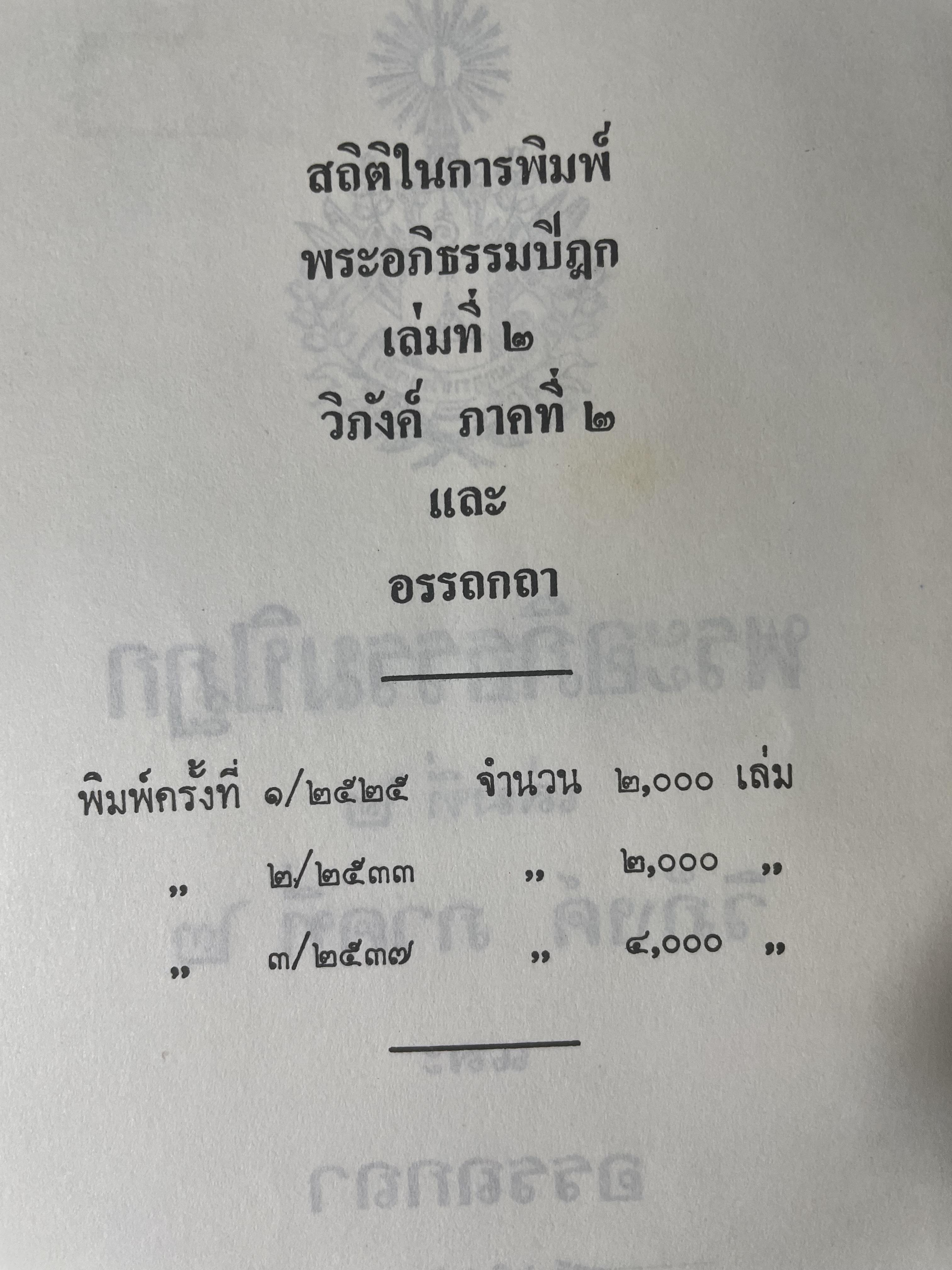 พระอภืธรรมปิฏก เล่มที่ 2 วิภังค์ ภาคที่ 2 และอรรถกถา 9,500 กรัม