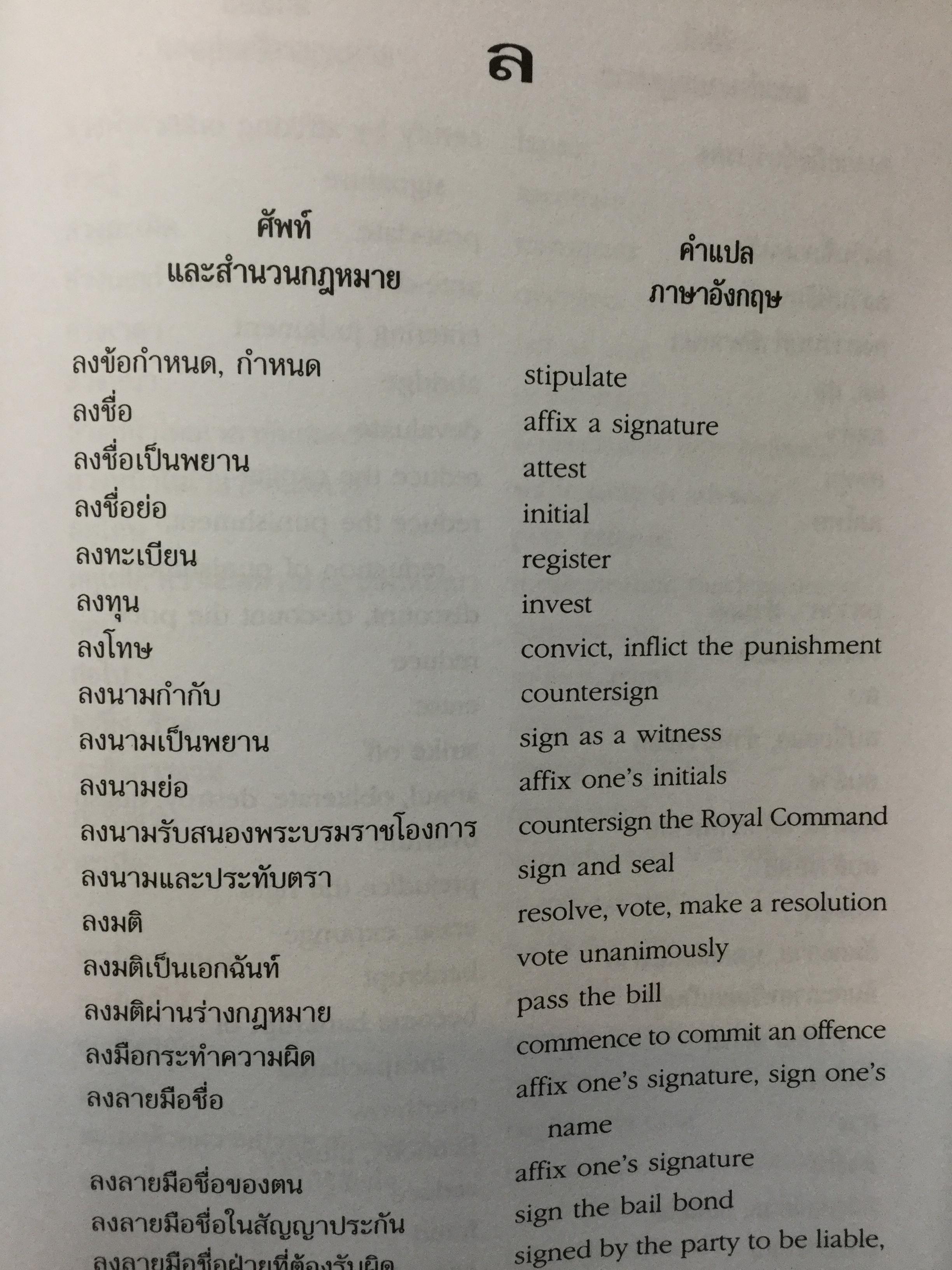 พจนานุกรมศัพท์กฎหมาย(ไทย-อังกฤษ) LAW Dictionary (Thai-English). ผู้เขียน ธง วิทัยวัฒน์ 0 กก.