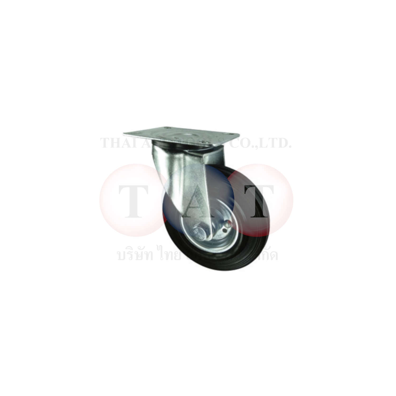 Atlas Workholders.Pressed Steel Castor With Swivel Plate, Rubber Trye, Steel Centre 100mm