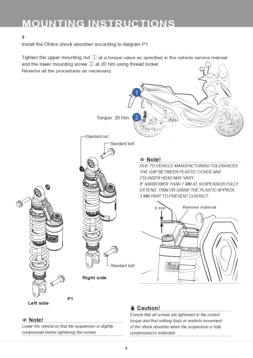 โช๊คหลังแต่ง Ohlins ZO 509 For Zontes 368G ปี2025