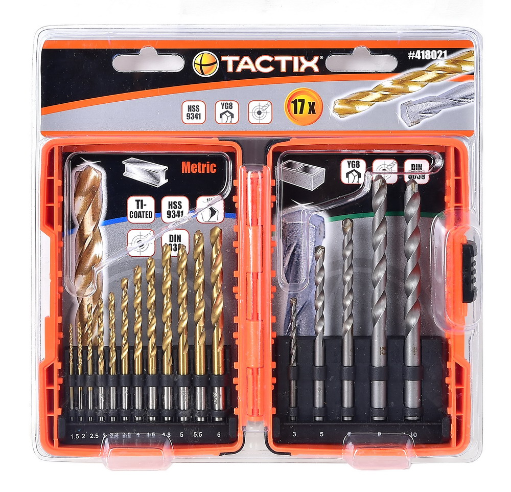 ดอกสว่านเจาะเหล็ก/ปูน มิล 418021 TACTIX 17ตัวชุด
