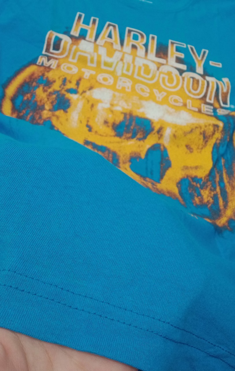 เสื้อยืดแขนสั้น H-D ลายกระโหลก #04 ฟ้า S,M