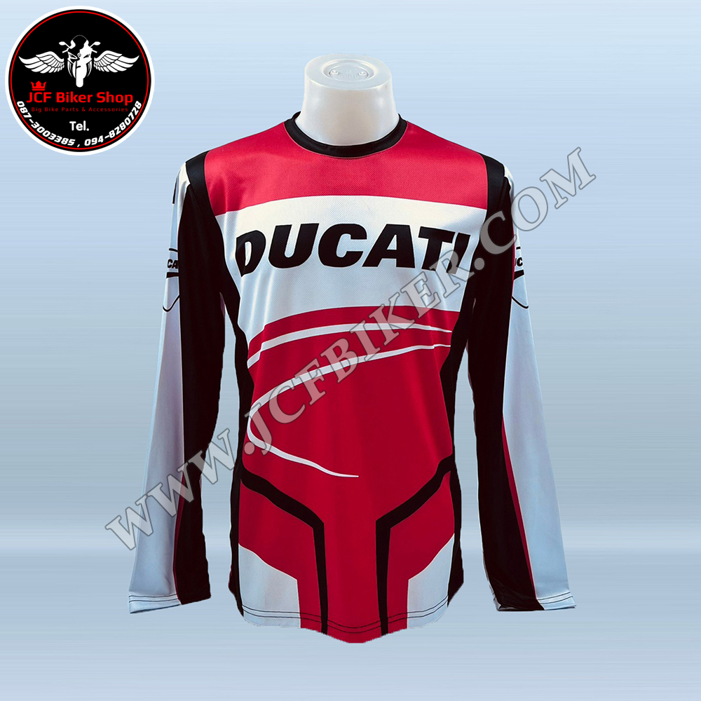 เสื้อยืดขี่มอเตอร์ไซค์ เสื้อยืดมอเตอร์ไซค์ เสื้อแขนยาวDucati JT-528L เนื้อผ้าไมโคไฟเบอร์มีประสิทธิภาพในการซับเหงื่อสูงผ้าไม่เหนียวติดตัว