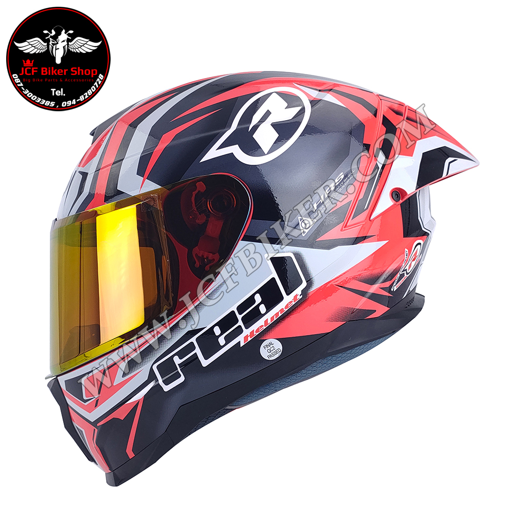 หมวกกันน็อคเต็มใบ หมวกันน็อค REAL Falcon Victory กระจกชั้นเดียว Single Visor สีดำ-แดง