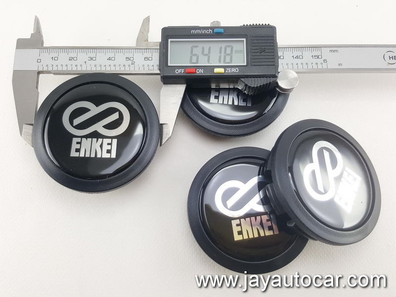 ฝาล้อรถยนต์ สำหรับ ล้อแม็ก สติ๊กเกอร์เรซิ่น ENKEI สีดำ ขนาด 58 มิล 1ชุด 4ชิ้น 58mm.