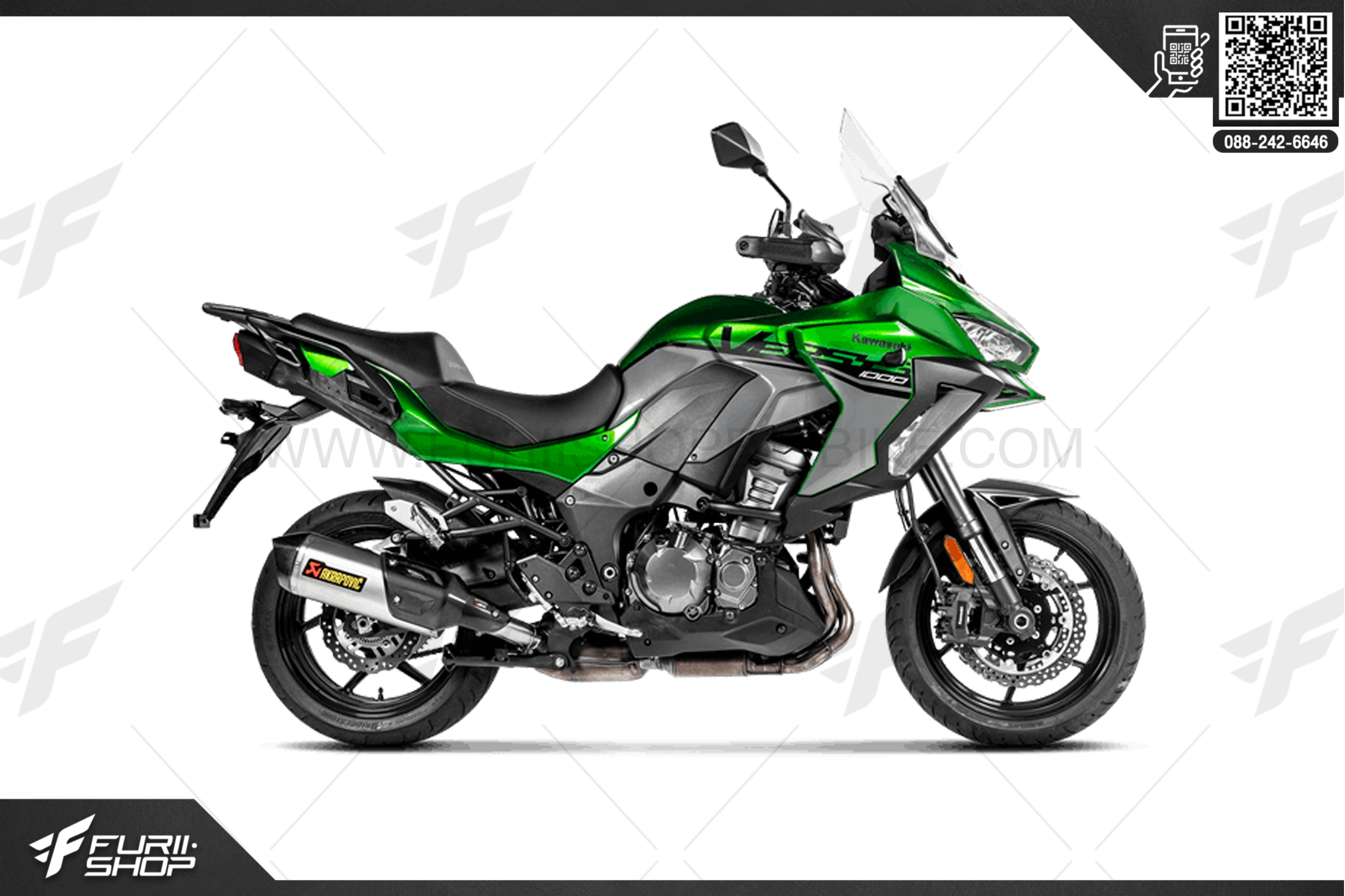 ท่อมอเตอร์ไซค์ AKRAPOVIC Slip-On Line (Titanium) FOR KAWASAKI VERSYS1000 2019 ท่อแต่ง ท่อสูตร ท่อบิ๊กไบค์ ท่อBigbike ท่อไอเสีย