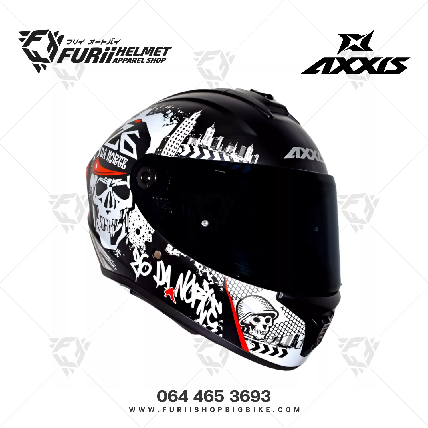 หมวกกันน็อคเต็มใบ AXXIS Draken S Da Norte B0 White (สีเงา)