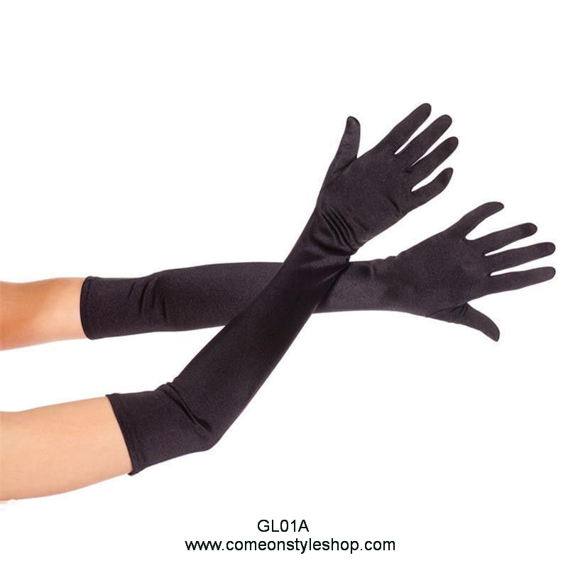 ถุงมือออกงาน แบบยาว 21 นิ้ว ถุงมือเจ้าสาว ผ้าซาติน เรียบหรู วินเทจสไตล์ Long gloves satin wedding bridal