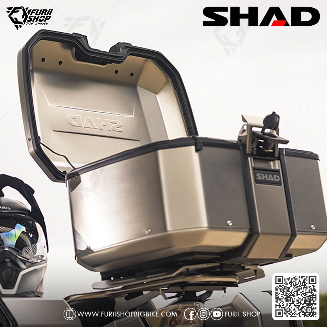 กล่องหลัง SHAD TR55 Silver ขนาด 55 ลิตร (สามารถเก็บหมวกกันน็อคได้ 2 ใบ)