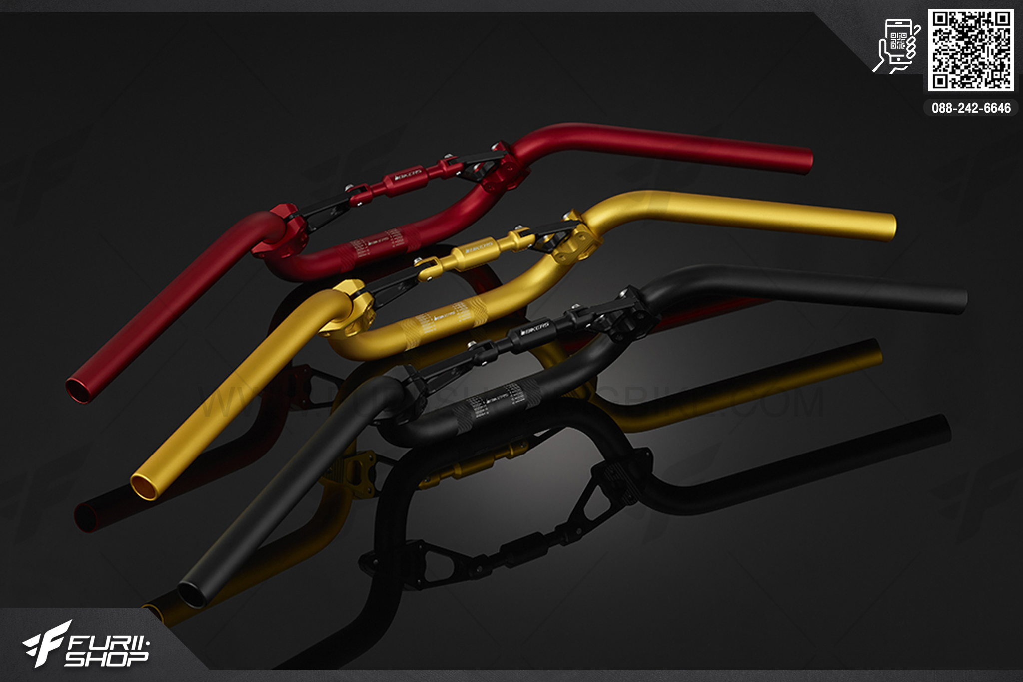 ชุดแฮนด์บาร์พร้อมแกนค้ำแฮนด์ (Handle Bar With Cross Bar) Bikers Honda PCX 150 (2016-2017) แฮนด์มอร์เตอร์ไซค์ แฮนด์บิ๊กไบค์ handlebar แฮนด์บาร์