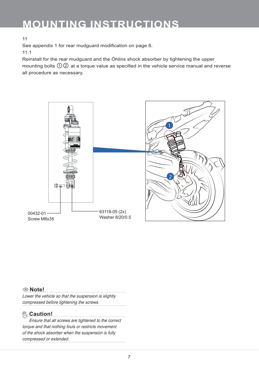 โช๊คหลังแต่ง Ohlins HO831 For Honda Click 150i ปี 2018-2021