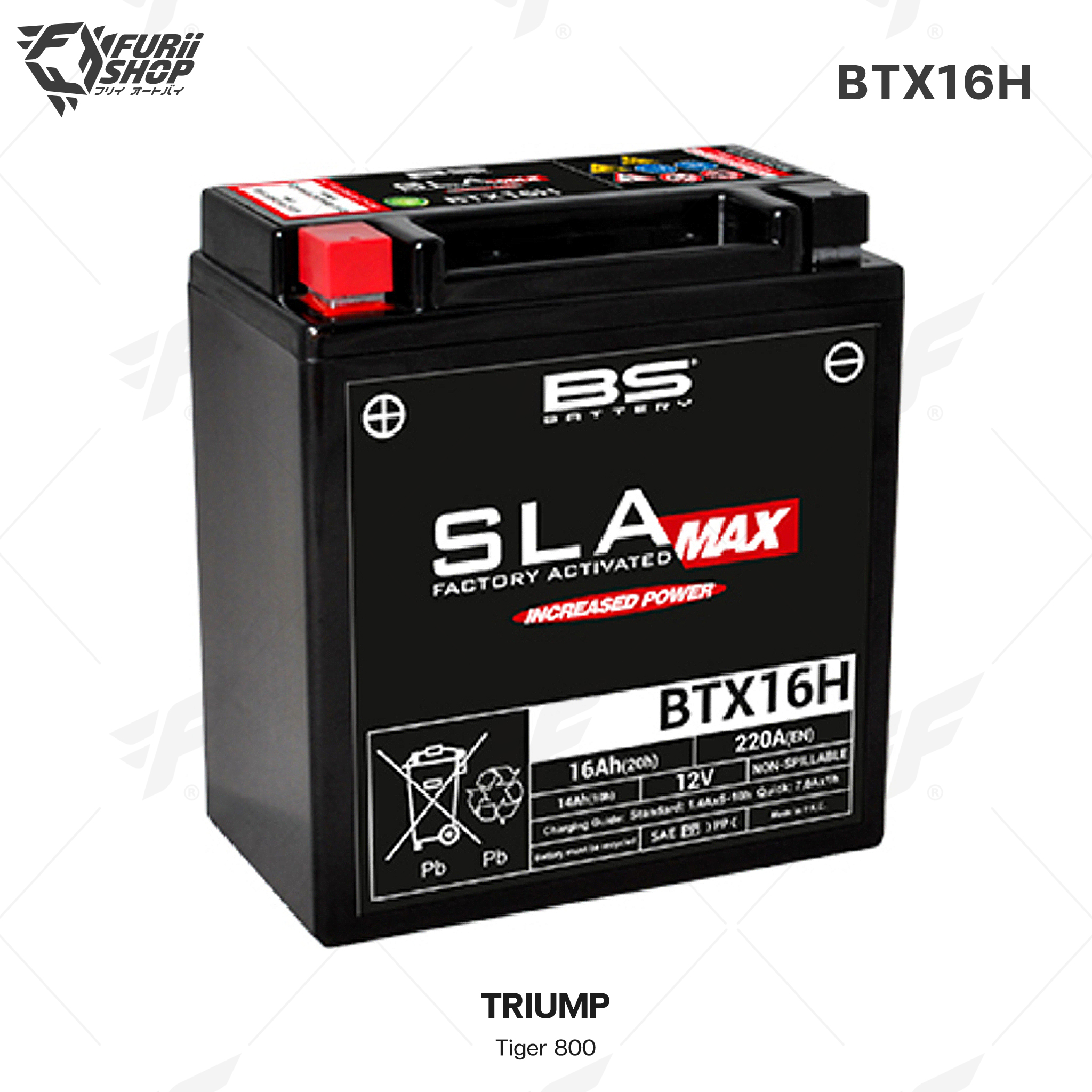 BS Battery รุ่น BTX16H (FA) SLA-MAX FOR TRIUMP Tiger 800