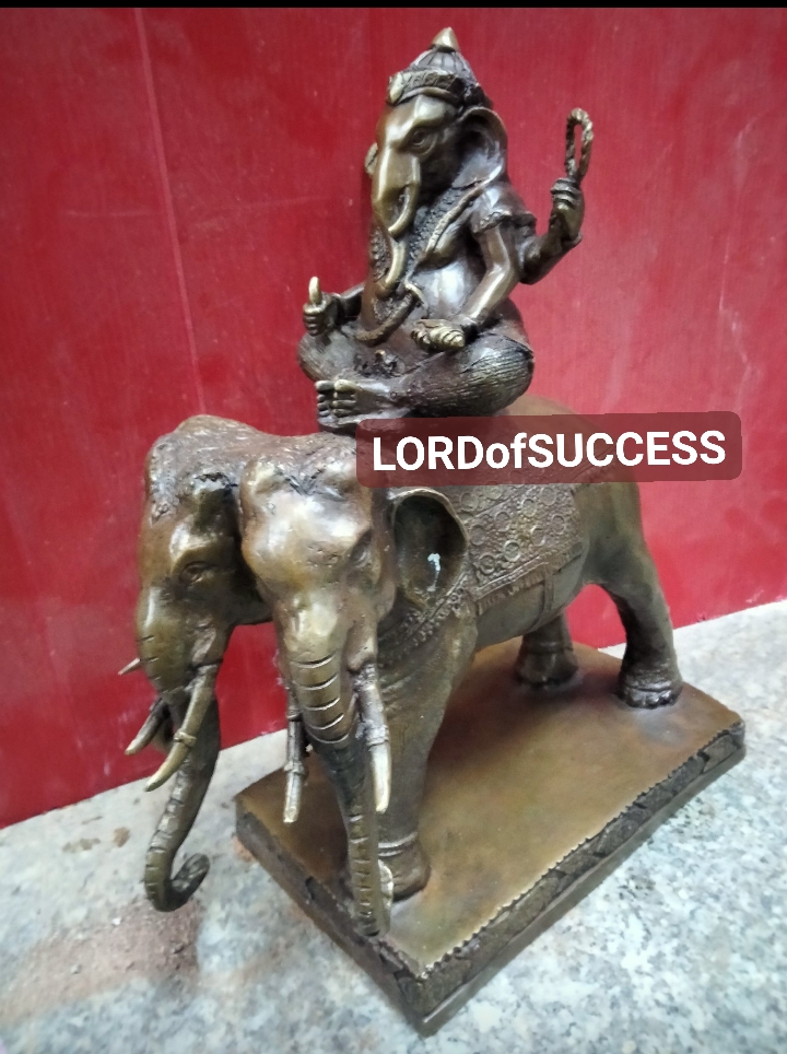 พระพิฆเนศทรงช้างเอราวัณ เนื้อทองเหลือง สูง 12 นิ้ว