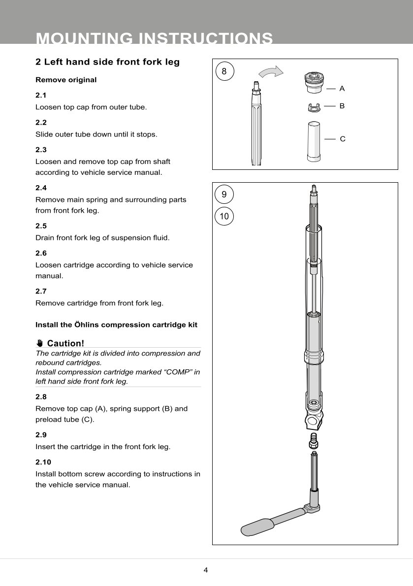 สปริงโช้คหน้า Ohlins FKS502 For Kawasaki Z900 Performance 2017-2023