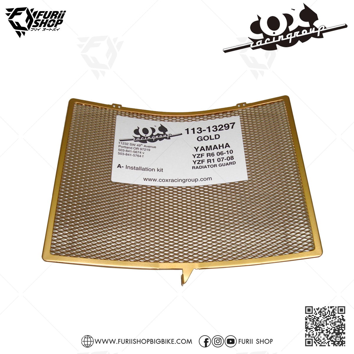 การ์ดหม้อน้ำ Cox Racing Radiator Guard (Gold) : for Yamaha R6 2006-2016