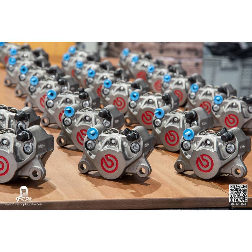 ปั้มเบรค Brembo 2Pot ปักข้างเทาโลโก้แดง สำหรับใส่รถทุกรุ่น Furii Shop [ผ่อนชำระ 0%]