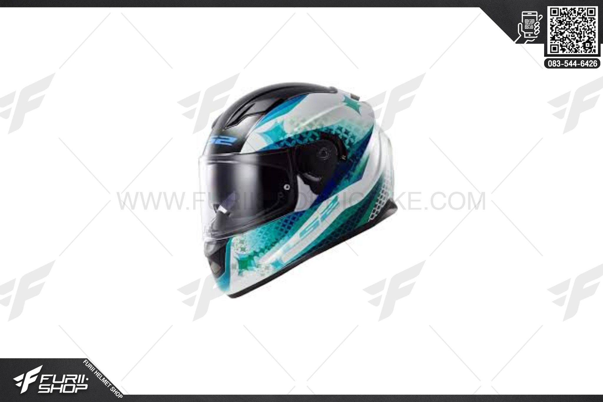 หมวกกันน็อค LS2 FF320 LUX WHITE/BLUE/GREEN