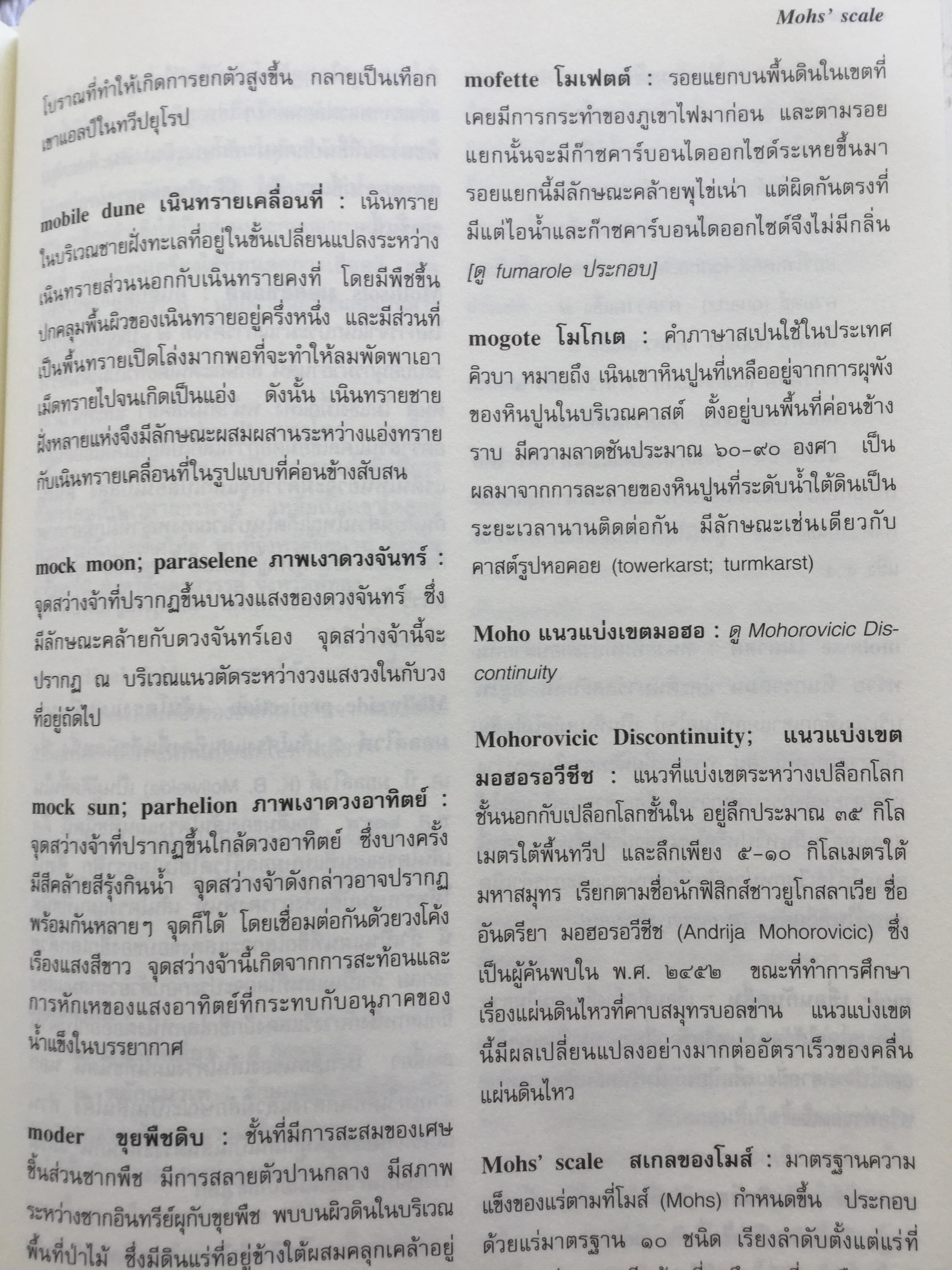 พจนานุกรม ศัพท์ภูมิศาสตร์. ฉบับราชบัณฑิตยสถาน. พิมพ์ครั้งที่ 4 (แก้ไขเพิ่มเติม) 9,500 กรัม
