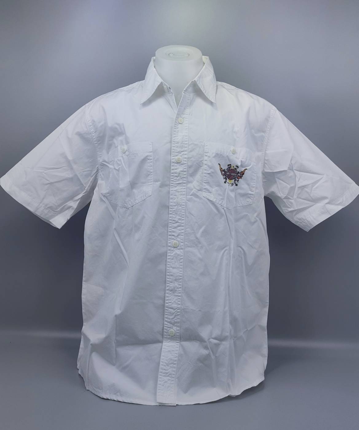 เสื้อ Shirt H-D พิมพ์ลาย โลโก้ เครื่องหัวกะโหลกคู่ ไซส์ M