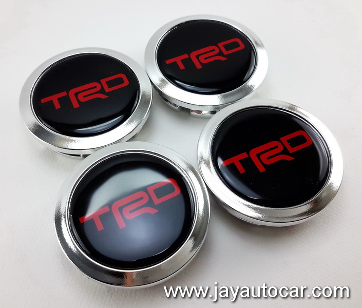 ฝาล้อรถยนต์ สำหรับ ล้อแม็ก สติ๊กเกอร์ TRD สีเงิน โครมเมี่ยม ขนาด 58 มิล 1ชุด 4ชิ้น