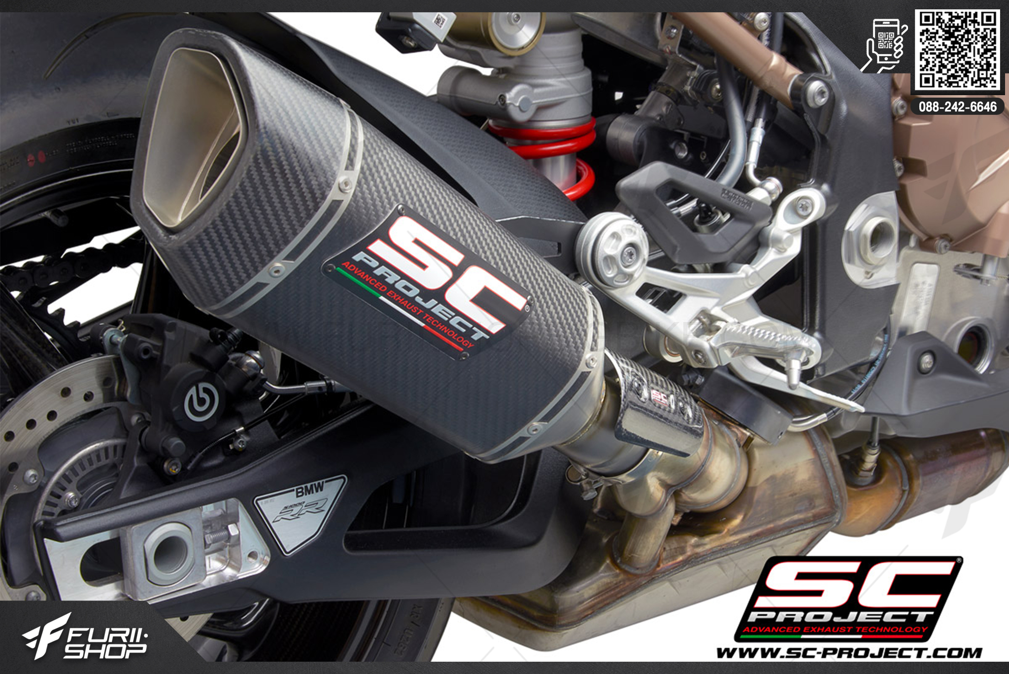 ท่อมอเตอร์ไซค์ SC Projcet SC1-R Muffler Carbon cap For BMW S1000RR 2020 ท่อแต่ง ท่อสูตร ท่อบิ๊กไบค์ ท่อBigbike ท่อไอเสีย