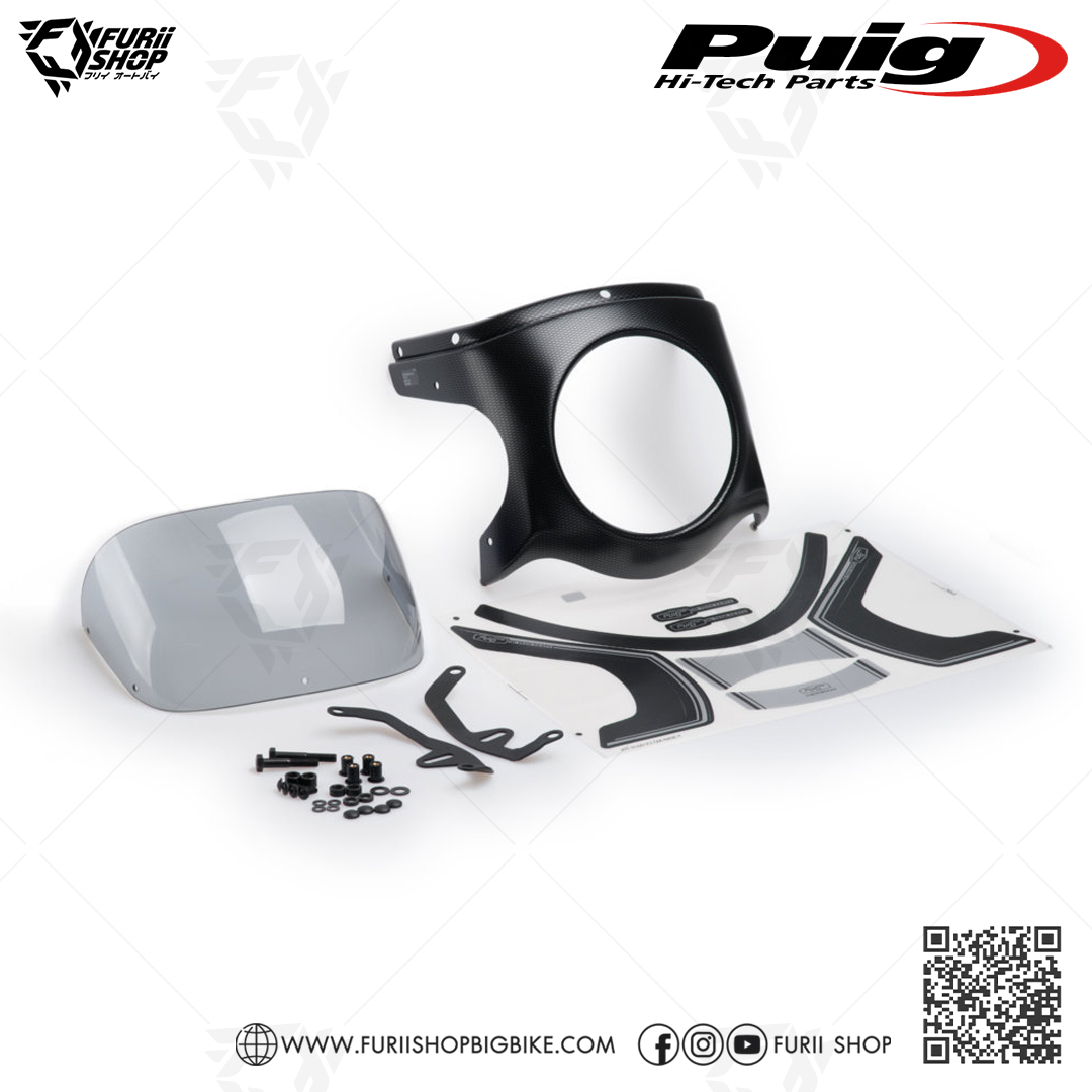 ชิลด์หน้า Puig Windshield Retro Semi Fairing Carbon : for Yamaha XSR900 2017-2020