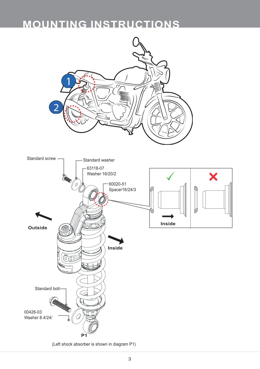 โช๊คหลังแต่ง Ohlins TR313 For Triumph Speed Twin 900 ปี 2021-2023