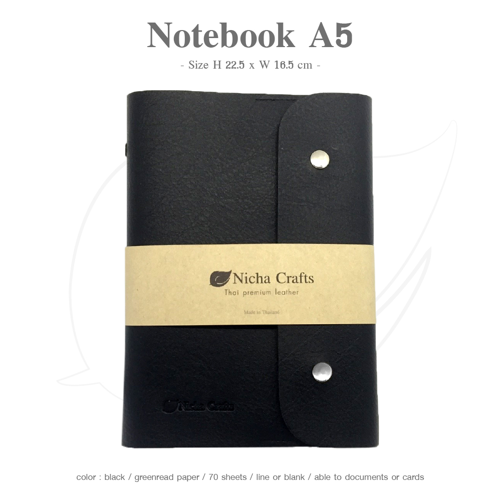 Notebook A5 / Nicha Crafts รุ่น แป๊ก สีดำ