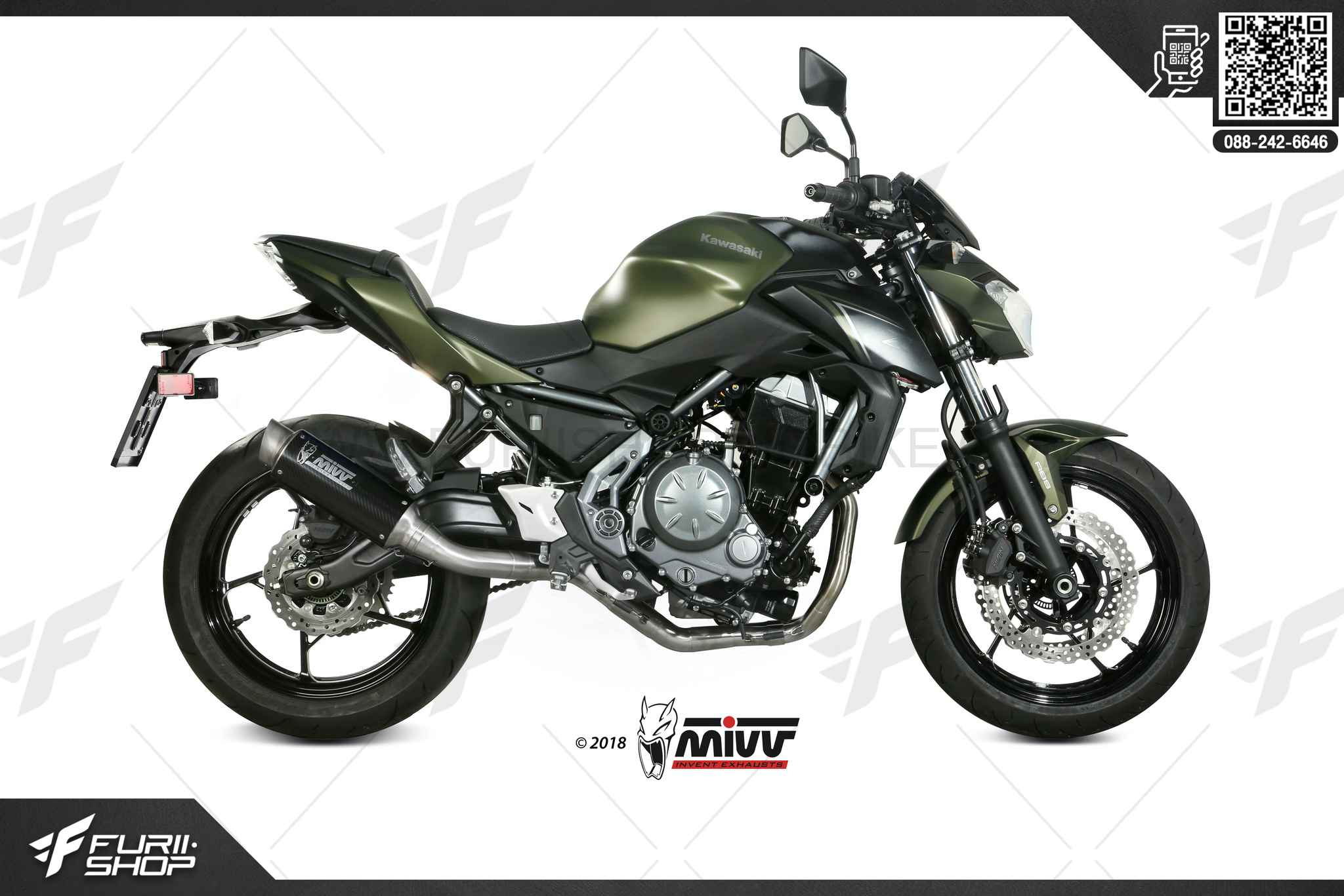 ท่อมอเตอร์ไซค์ MIVV FOR Z650 2017 GP PRO CARBON ท่อแต่ง ท่อสูตร ท่อบิ๊กไบค์ ท่อBigbike ท่อไอเสีย