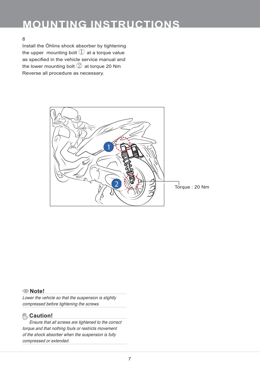 โช๊คหลังแต่ง Ohlins HO018 For Honda Forza 300 ปี 2018-2020
