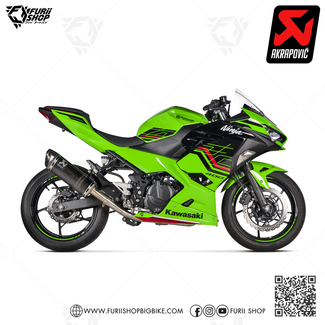 ท่อแต่ง Akrapovic Slip on Carbon New Shape Aluminium Logo Limited : for Kawasaki Ninja400 2018-2022