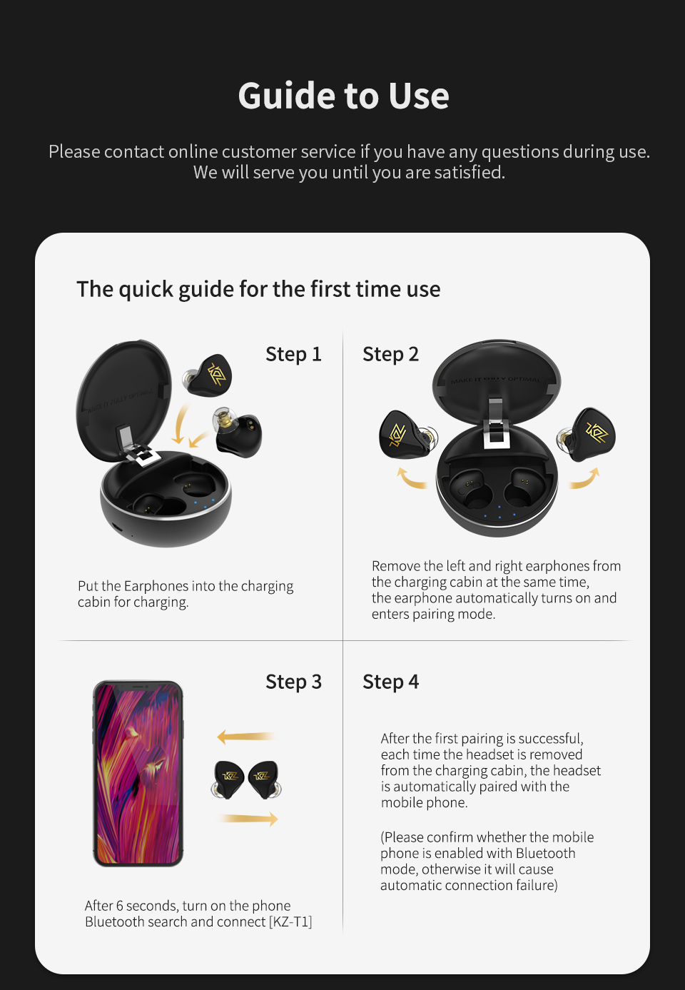 ขาย KZ T1 สุดยอดหูฟังทรูไวเลส TWS ไร้สายตัวแรกของค่าย KZ รองรับ Bluetooth 5.0 ประกันศูนย์ไทย