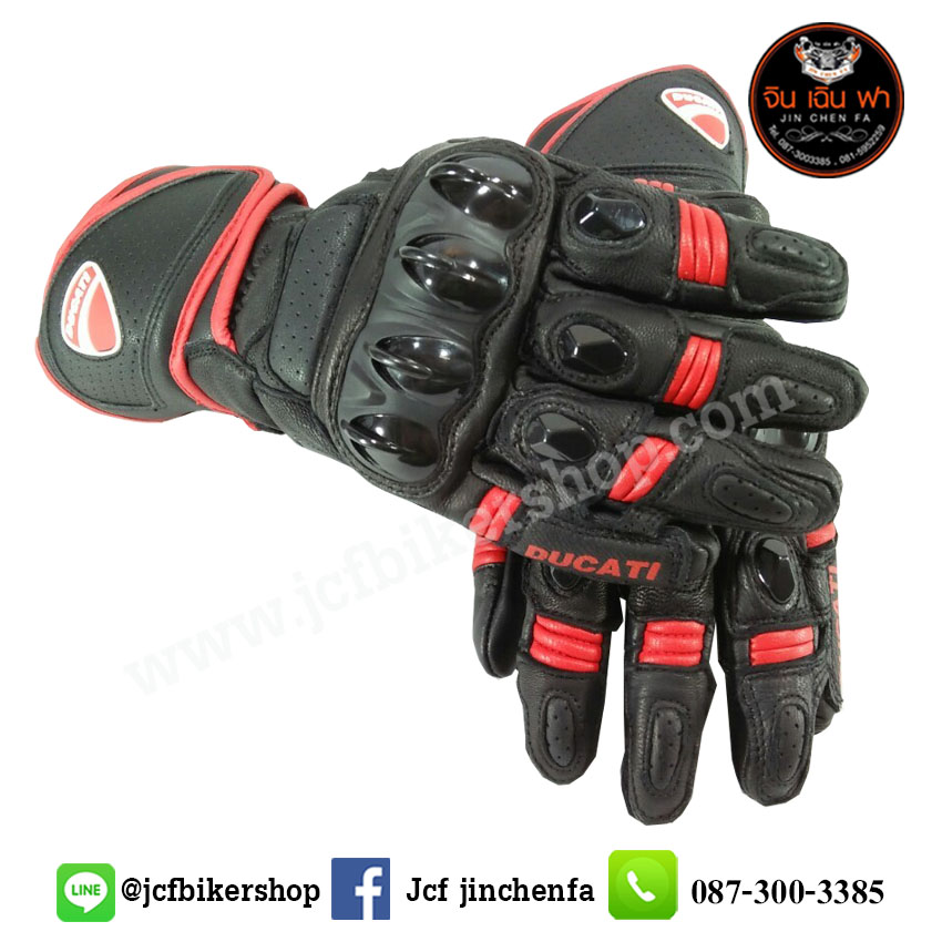 ถุงมือมอไซค์ ถุงมือมอเตอร์ไซค์ ถุงมือขับมอเตอร์ไซค์ ถุงมือ DUCATI ข้อยาว V2