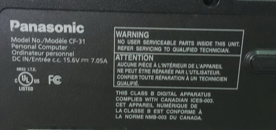 Panasonic CF-31 Core i5 SSD