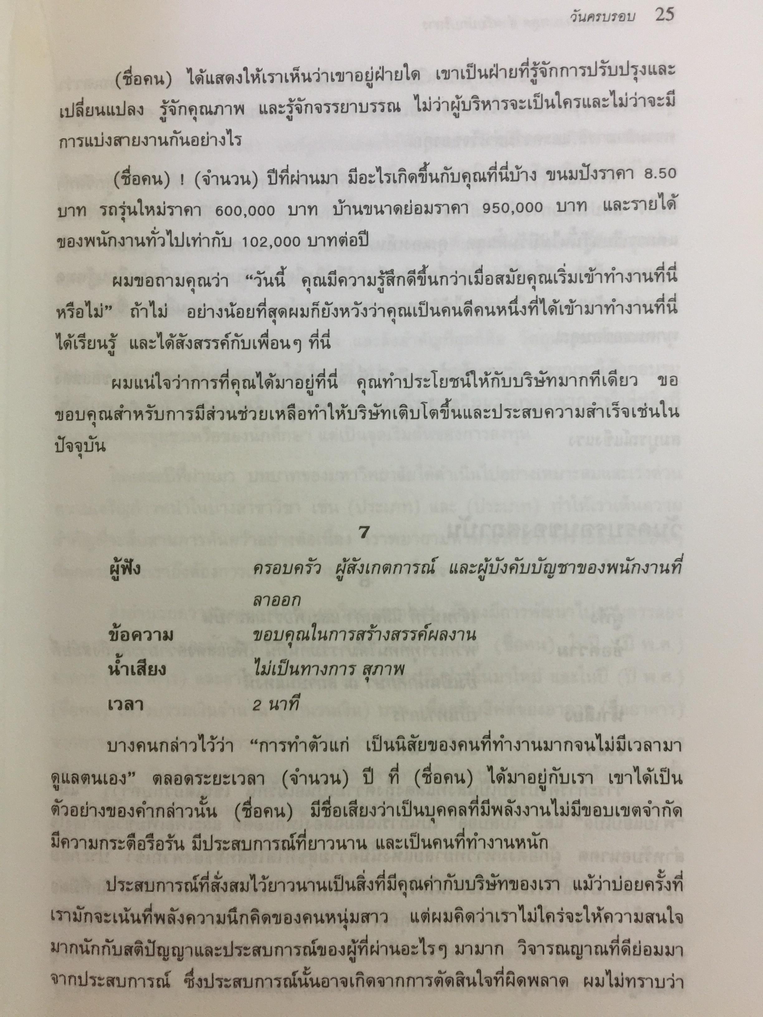 180 ตัวอย่างบทพูด สำหรับนักบริหาร. พร้อมเทคนิคการพูดในด้านต่างๆ ไม่ว่าจะเป็น การพูดจูงใจ การระดมเงินทุน การประชุมฝ่ายขาย การประชุมผู้ถือหุ้น การประชาสัมพันธ์ ฯลฯ ที่ช่วยให้การพูดสมบูรณ์ 3 กก.