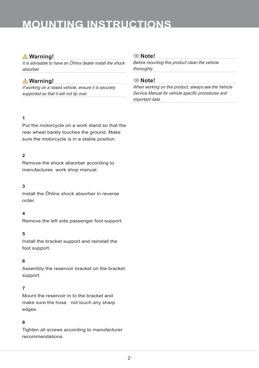 โช๊คหลังแต่ง Ohlins YA110020 For Yamaha Y125Z ปี 2014