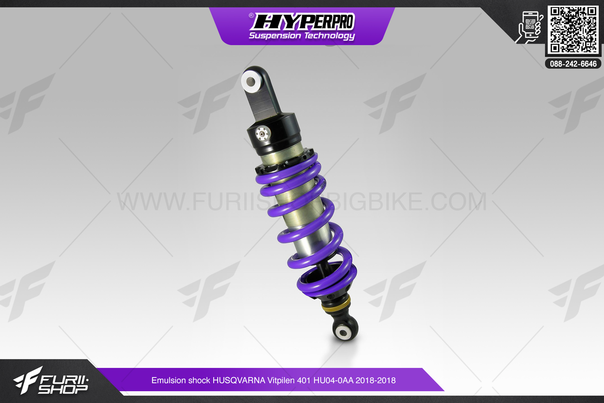 โช้คอัพหลัง HYPERPRO Emulsion shock KAWASAKI NINJA300 R KA03+0AASL 2013-2017