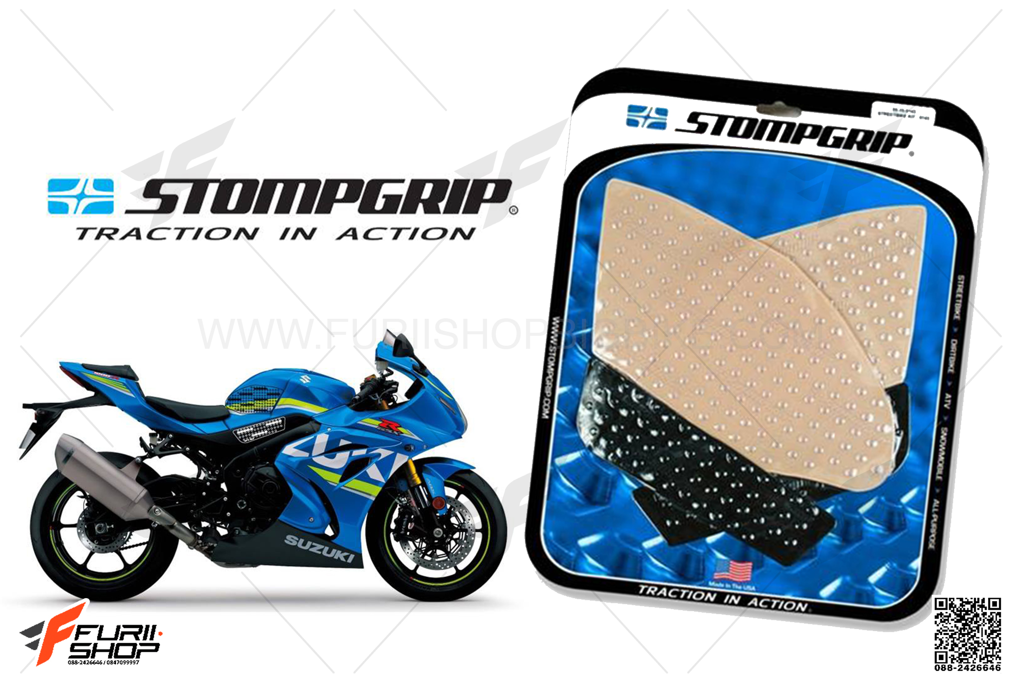 สติ๊กเกอร์กันรอยข้างถัง STORM Rider(สตรอมไรเดอร์) GRIP ใส FOR SUZUKI GSX-R1000