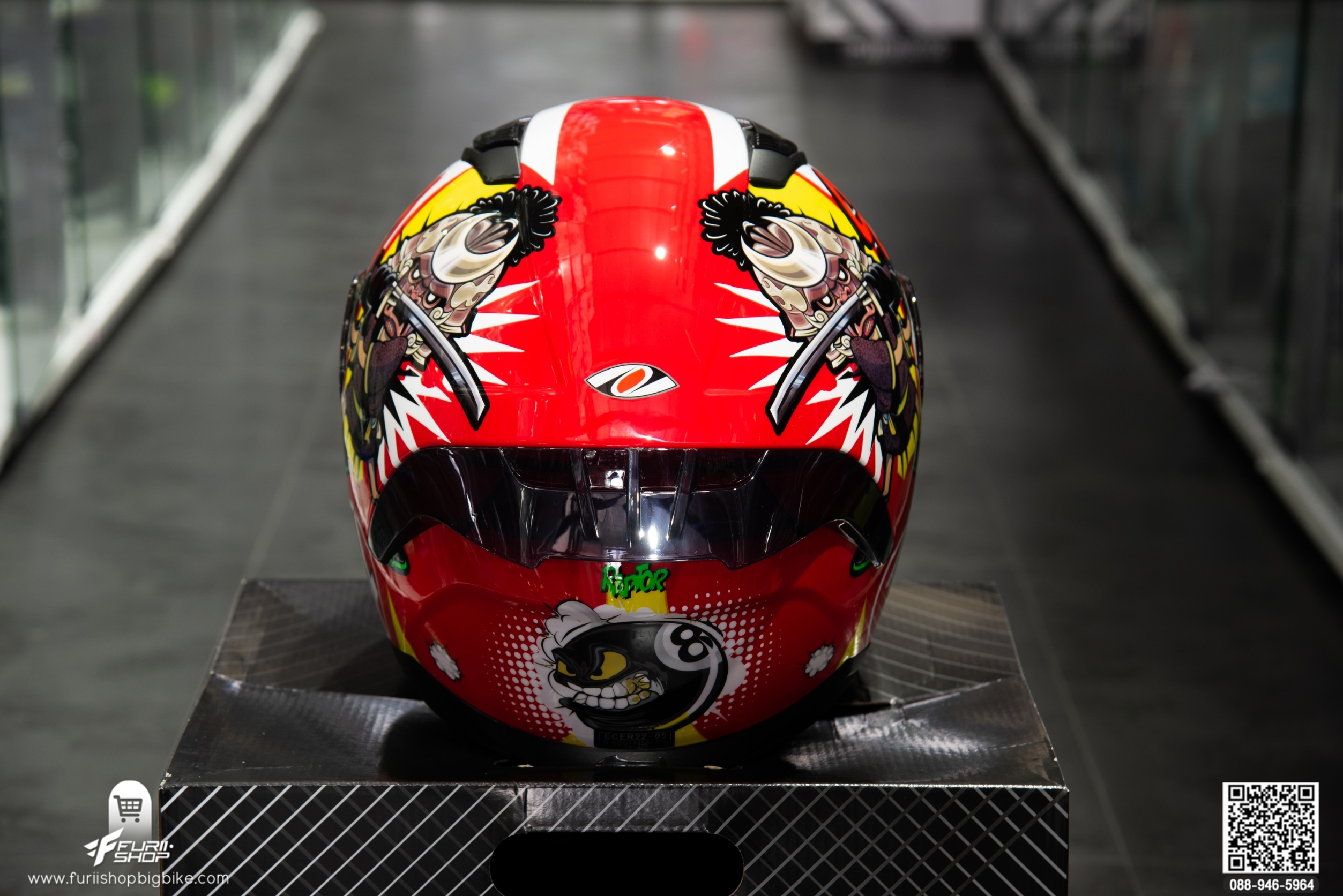 หมวกกันน็อค REAL RAPTOR COMIC RED/WHITE