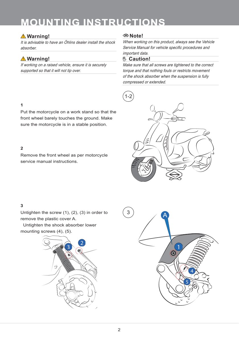 โช้คหน้า OHLINS PI921 For Vespa GTV 2024