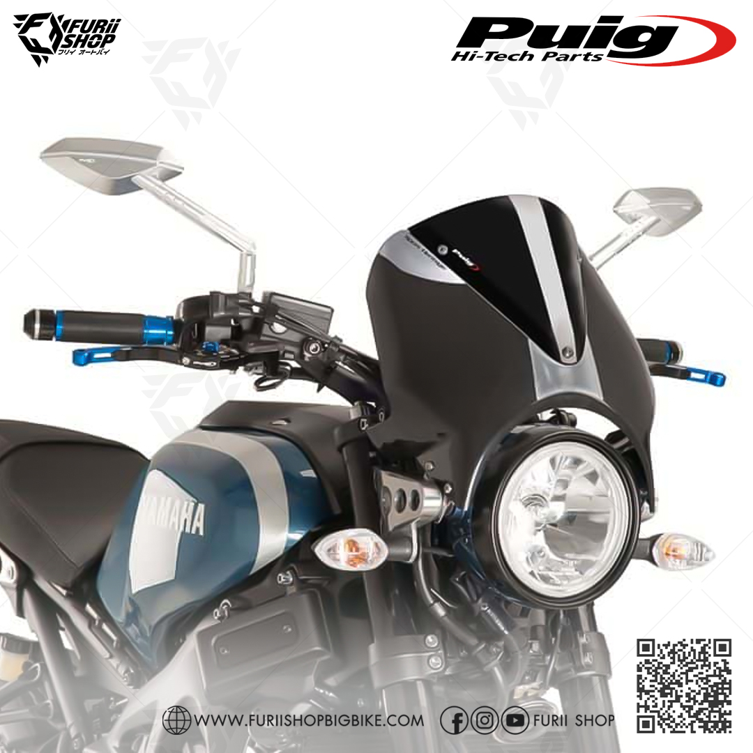 ชิลด์หน้า Puig Windshield Retrovision Black : for Yamaha XSR900 2017-2021