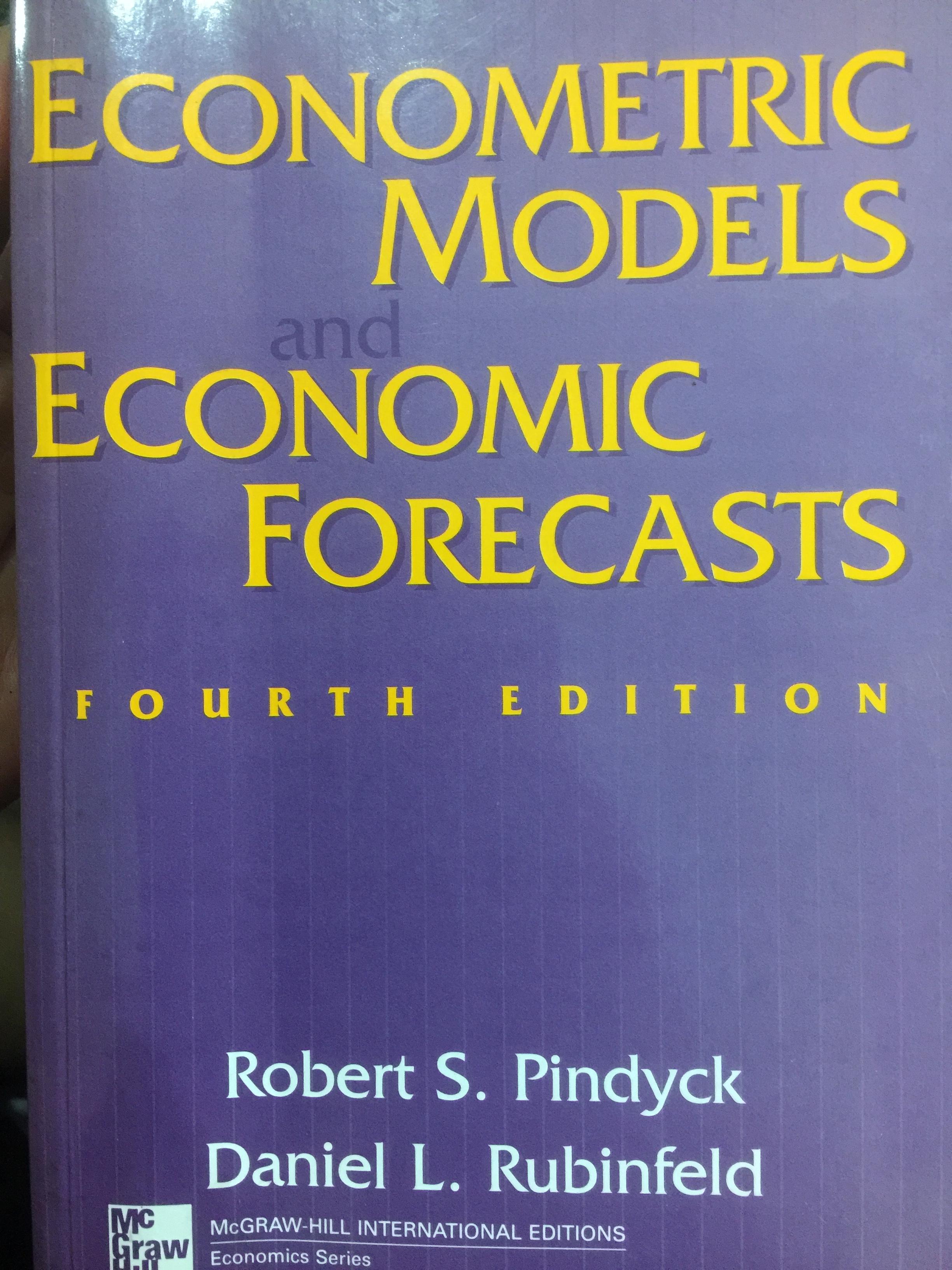 Econometric Models. Economic Forecasts. พิมพ์คร้ังที่ 4. ผู้เขียน Robert S.Pinddyck 0 กก.