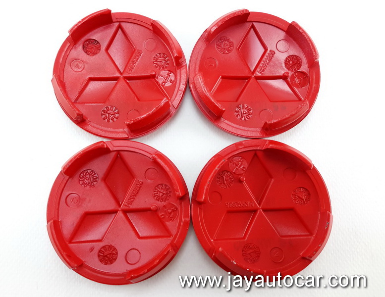 ฝาล้อรถยนต์ ฝาล้อแม็กซ์ ฝาล้อแต่ง MITSUBISHI สำหรับ ล้อแม็ก เดิม แท้ พื้นแดง โลโก้สีขาว 1ชุด 4ชิ้น ไซต์มาตรฐาน