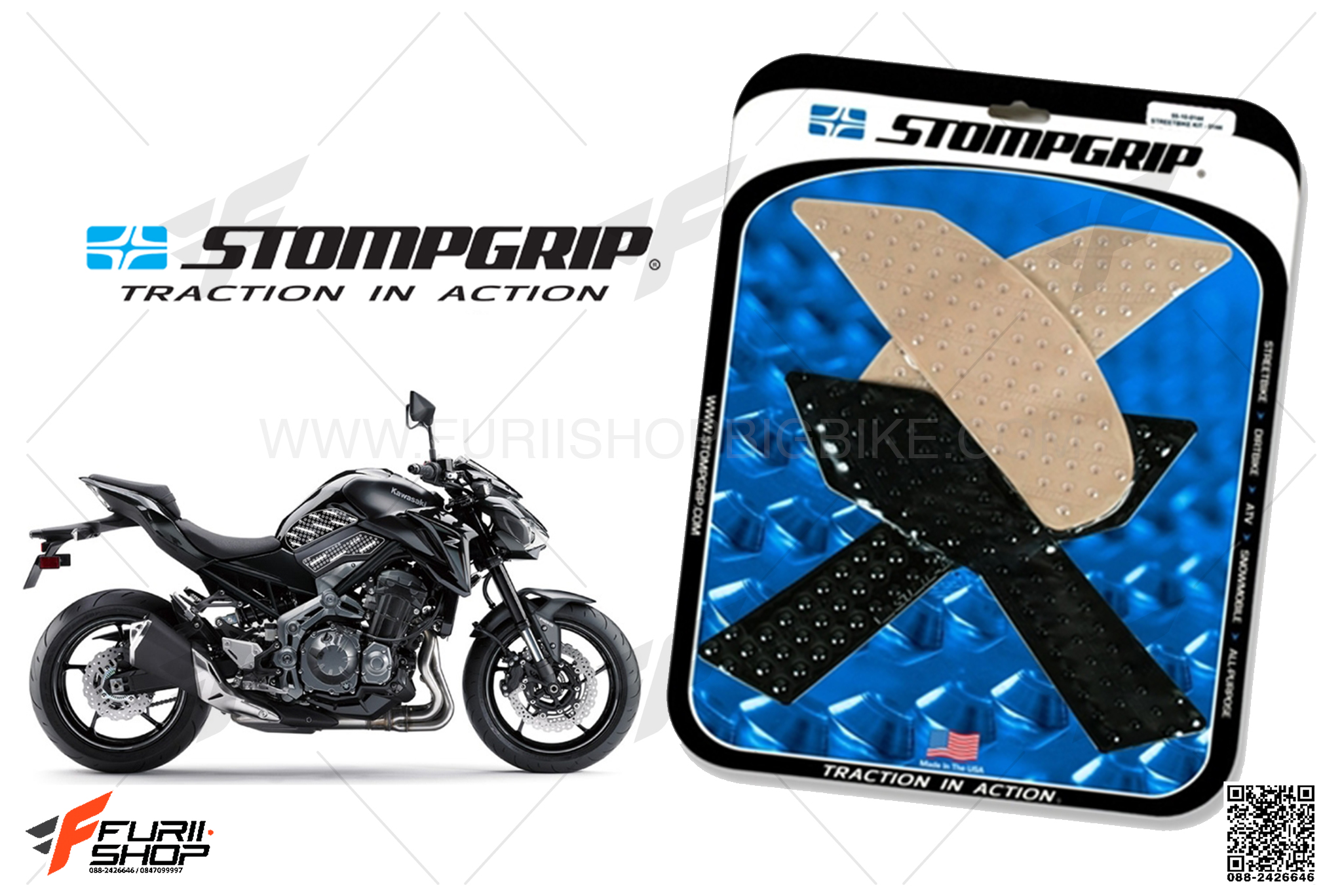 สติ๊กเกอร์กันรอยข้างถัง STORM Rider(สตรอมไรเดอร์) GRIP ใส FOR KAWASAKI Z900