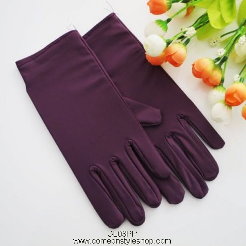 ถุงมือผ้าซาตินแบบสั้น ถุงมือออกงาน การแสดง แต่งงาน คอสเพลย์ Satin Short Gloves