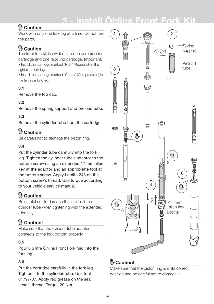 สปริงโช้คหน้า Ohlins FGK212 For BMW S 1000 RR HP 4 2013-2014